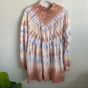 Tie Dye Mockneck Sweatshirt Dress